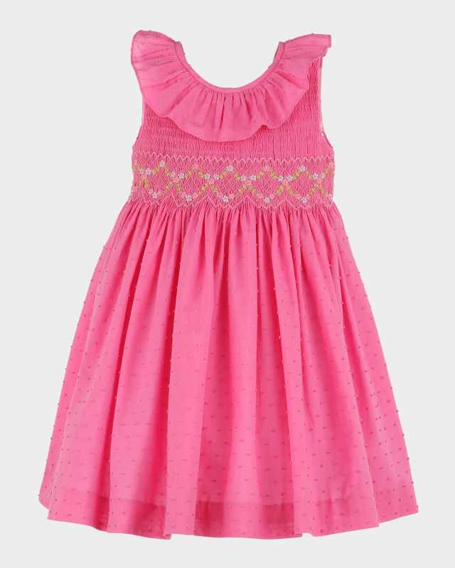 Girl's Swiss Dot Smocked Dress, Size 4T-5